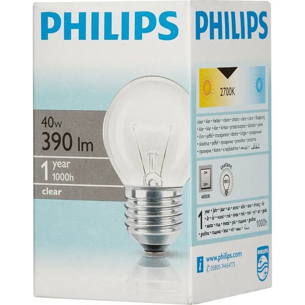 Лампа Philips P45 40W Е27 FR матовая