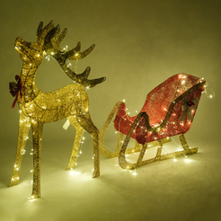 Фигура светодиодная Олень с санками 110см+90х70см, теплый белый свет, SYTYA-3325047