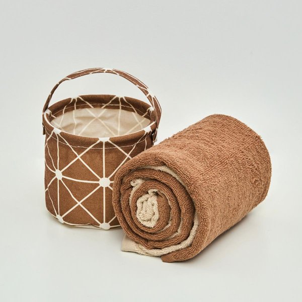 Комплект махровых полотенец в подарочной корзине ( 50х90 - 2шт) кофе+беж