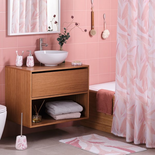 Штора для ванной Moroshka 180х180см Akvarel розовый, полиэстер