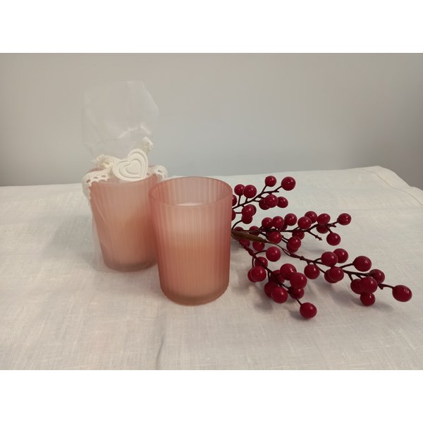 Свеча ароматизированная Abrige Floox 7х7х9,5см аромат розовая вода, розовый, 110гр, в стеклянном стакане
