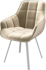 Стул кухонный Mamadoma Romeo d01 46х43х87см велюр/металл, белый/белый, поворотный