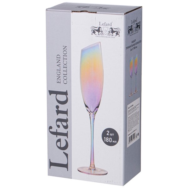Набор бокалов д/шампанского Lefard Daisy rainbow 180мл 2шт стекло