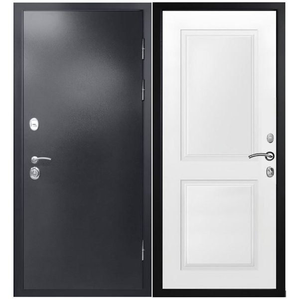 Дверь входная Термо антик серебро белый матовый 860х2050 левая