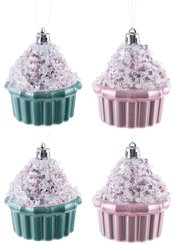 Набор украшений Пирожные 4шт 8х7см, нежно-розовый+мятный, SYQC-0123223