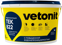 Гидроизоляция полимерная Ветонит тек 822 серый 8кг ведро