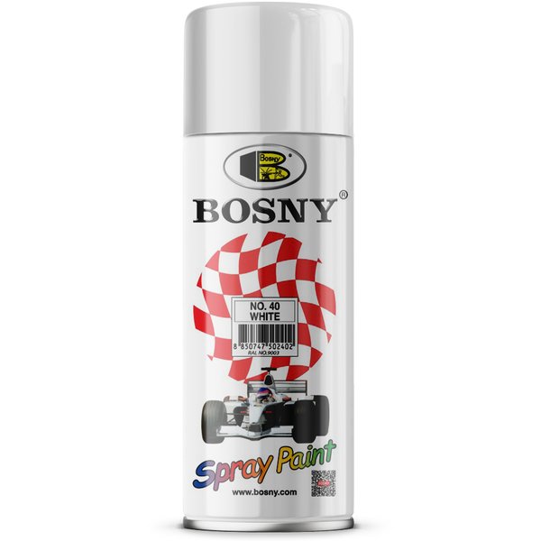 Краска аэрозольная Bosny №40 белая глянцевая 400мл(300г)