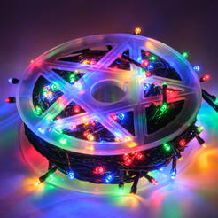 Электрогирлянда внешняя Нить 20м 200LED IP44, мультиколор, контролер, с коннектором, черный кабель