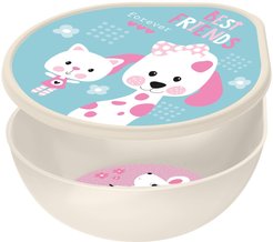 Миска детская с крышкой Best friends 13,5см 135мл полипропилен, светло-бежевый