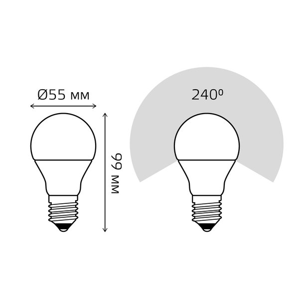 Лампа светодиодная Gauss 7Вт Е27 груша 3000K свет теплый