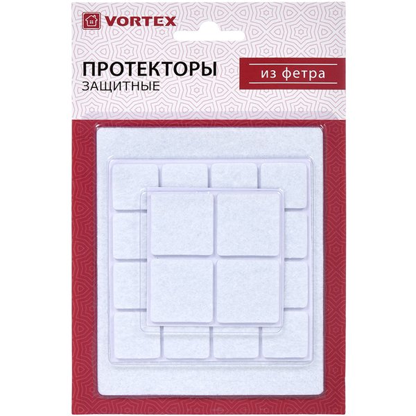 Накладки для мебели защитные Vortex фетр (22х22мм, 30х30мм, 110х130мм) белые