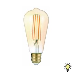 Лампа светодиодная ЭРА F-LED ST64-7W-824-E27 gold 7Вт филамент золотистый теплый белый свет Е27