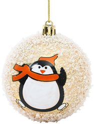 Шар с узором Пингвин 8см, заснеженный, золото, SYQC2-0125105
