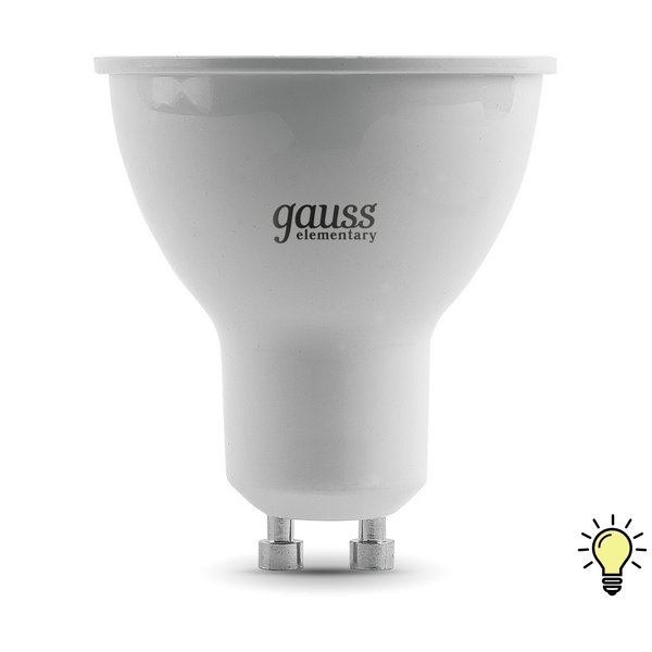 Лампа светодиодная Gauss Elementary 9Вт GU10 3000К свет теплый