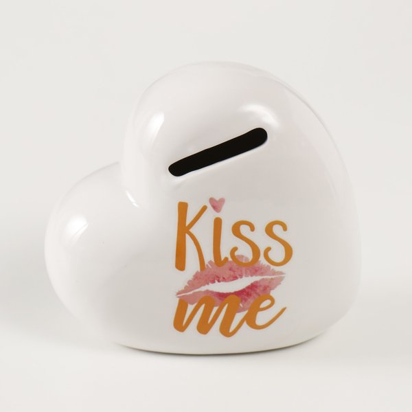 Копилка керамика Белое сердце - Kiss me 11х5х10,5см арт.9735428