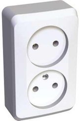 Розетка двойная накладная Schneider Electric Этюд PA16-005b без заземления цвет белый