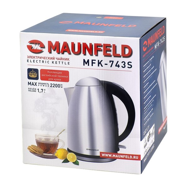 Чайник электрический MAUNFELD MFK-743S, 2200Вт 1,7л, металл