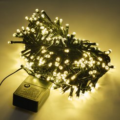 Электрогирлянда внутренняя Нить Shaggy 8м 400LED, теплый белый, яркий свет, с контролером, зеленый кабель