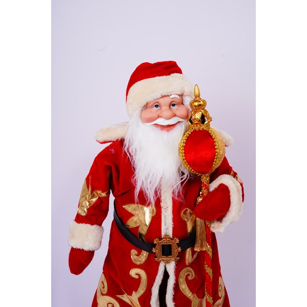 Фигура Дед Мороз в красной шубе с посохом L30,5 W16,5 H61см