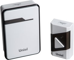 Звонок беспроводной Uniel UDB-016W-R1T1-38S-150M-WH/BL 38 мелодий дальность 150м белый