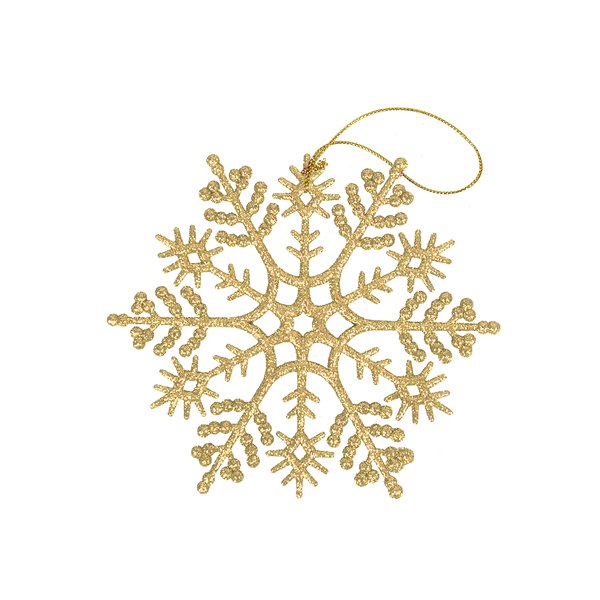Украшение подвесное Снежинка классика золото глиттер 120x3мм