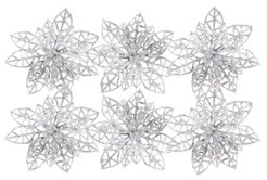 Украшение SY17GJ-057S цветок пуансетия 10см,серебро (6шт)