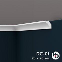Плинтус потолочный HDXPS ПРАЙМДЕКОР DC-01 20х20х2000мм полистирол