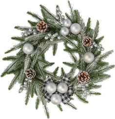 Венок новогодний 30см с серебрянными шарами и шишками ПЭ SYHH-0925321