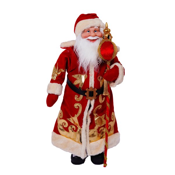 Фигура Дед Мороз в красной шубе с посохом L30,5 W16,5 H61см