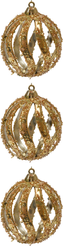 Набор шаров 3шт 8см золото, ажурный, с блестками, SYQC-0124080