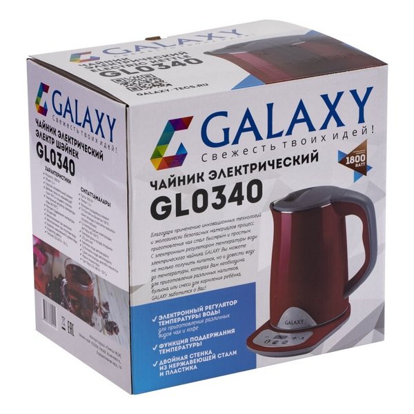 Чайник электрический Galaxy GL0310 1800Вт 1,5л нерж.сталь, красный