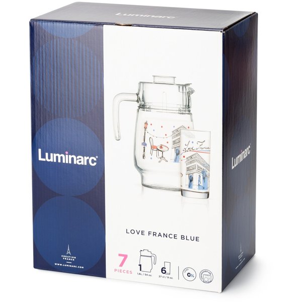 Набор питьевой Luminarc Love France Кувшин 1,6л+Стаканы 270мл 6шт стекло