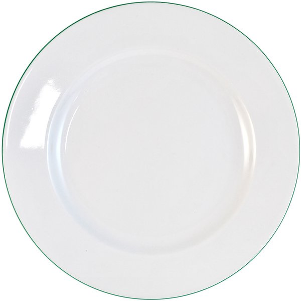 Тарелка десертная ДФЗ Идилия 20см белый, зеленая отводка, фарфор