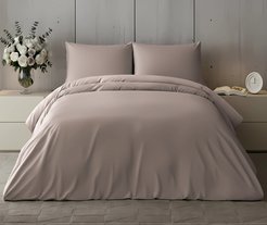 Комплект постельного белья Евро Павлина Какао перкаль (простынь на резинке 180х200см)