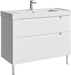 Тумба напольная Ванкувер 101см матовый белый с раковиной Гремми в комплекте