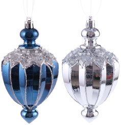 Набор украшений Фонари 2шт 13х7см, синяя ночь+серебро, SYQB2-0123181
