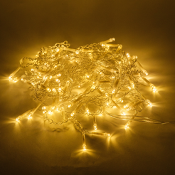 Электрогирлянда внутренняя Бахрома 2х0,6м 100LED, теплый белый, контролер, прозрачный кабель