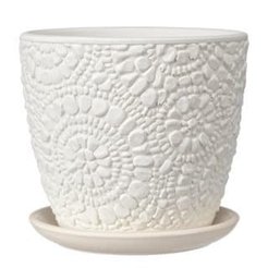 Горшок бетонный Камешки d18см h15см v2,2л, бутон, белый