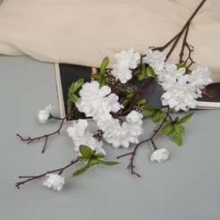 Цветок искусственный Пеларгония карнавал белый 66см