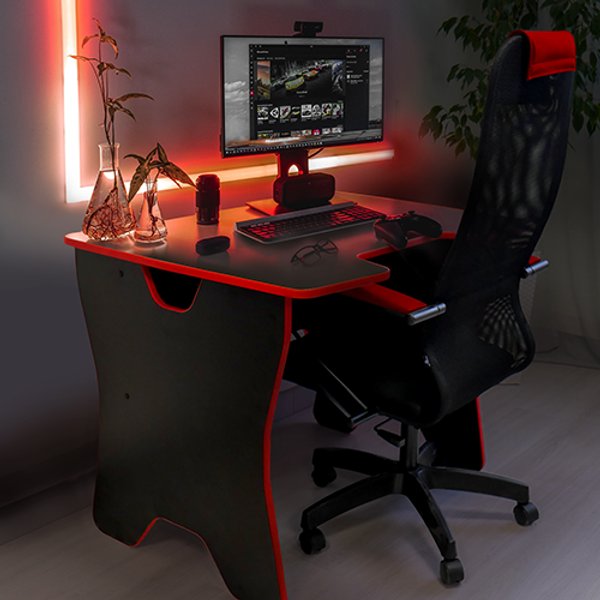 Стол компьютерный игровой Laksi 99,5х75,5х74см ЛДСП черный/красный