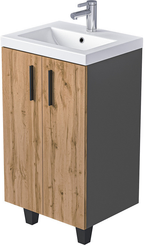 Тумба напольная VEIN 50см антрацит/дуб вотан в комплекте с раковиной