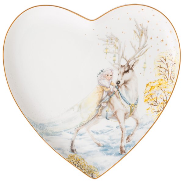 Тарелка-сердце Lefard Снежная королева Герда, Олень 21,5х2см фарфор