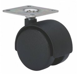 Колесо поворотное без тормоза площадка d40мм черный пластик