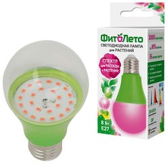 Лампа светодиодная фито красно-синего спектра LED-A60-8W/SPSB/E27/CL PLP30GR