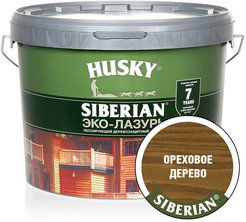 Антисептик HUSKY SIBERIAN ЭКО-ЛАЗУРЬ полуматовый ореховое дерево (9л)