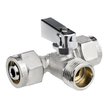 Кран латунный трёхпроходной под м/п трубу MPF 16х1/2"х16мм, наружная резьба