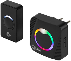 Звонок дверной ЭРА C101 беспроводной RGB подсветка от сети чёрный 36 мелодий