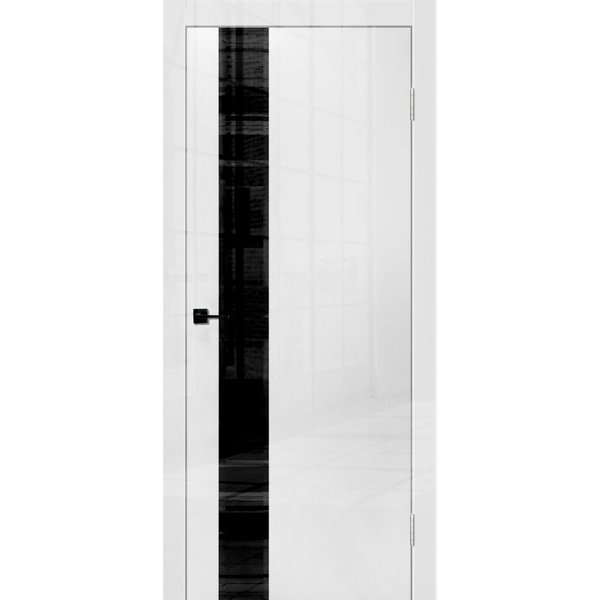 Дверь ДО Gloria ПВХ белый глянец черное стекло 600х2000мм