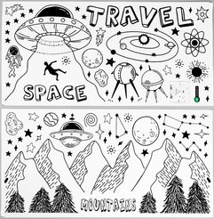 Наклейка пластик интерьерная цветная Космическое путешествие 7599473 набор 2 листа 30х60см