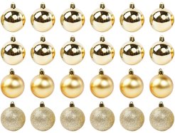 Набор шаров 24шт 6см золото (глянец: 12шт, матовые: 6шт, глиттер: 6шт), SYQA-012103-G